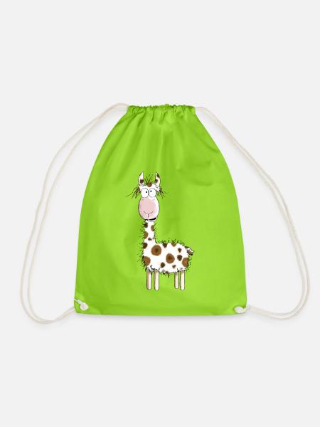 Crazy Lama - Lamas - Alpaka - Comic - Geschenk - Turnbeutel - Neongrün