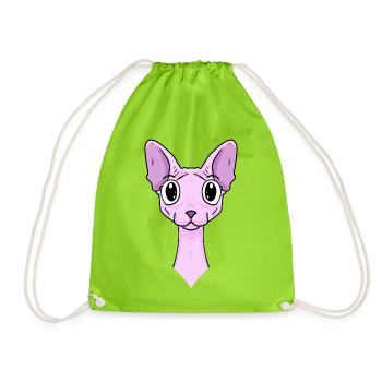 Sphynx Head Cat Propriétaire de chat - Sac de sport léger - vert néon - Devant