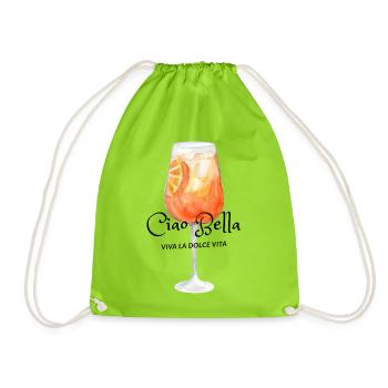 Citrus Glass Splash Watercolor - Drawstring Bag - neon green - Front