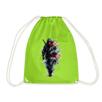 Ninja en voile aquarelle - Sac de sport léger - vert néon - Devant