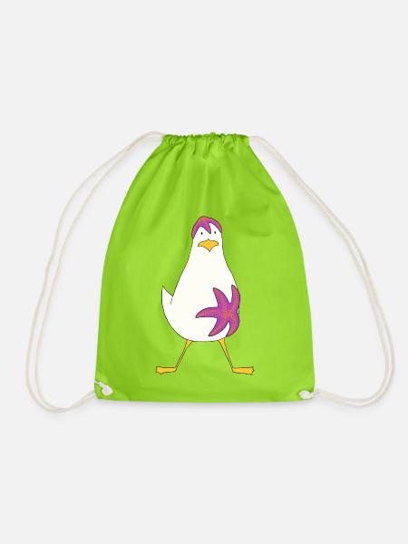 Seestern-Möwe, ich hänge an dir... - Turnbeutel - Neongrün