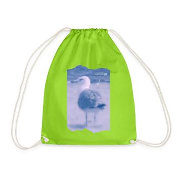 Wattvogel Foto Möwe Maritimes Geschenk - Turnbeutel - Neongrün - Vorne