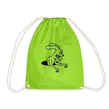 Hase Loch Monster Böse gefräßig Halloween Sabber - Turnbeutel - Neongrün - Vorne