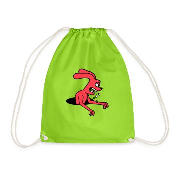 Hase Loch Monster Böse gefräßig Halloween Sabber - Turnbeutel - Neongrün - Vorne