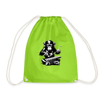Cute Little Monkey | Orchestra in Banksy style - Drawstring Bag - neon green - Front