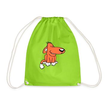 Chien Assis Mignon Drôle Heureux Comique Animal de compagnie - Sac de sport léger - vert néon - Devant