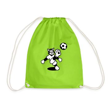 Soccer Cat Fußball Katze - Turnbeutel - Neongrün - Vorne
