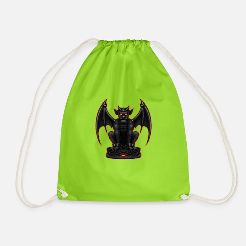 Demon Devil Halloween orange - Drawstring Bag - neon green