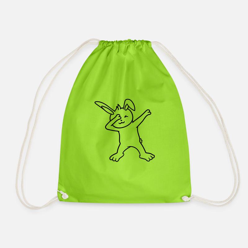 Hase Dabbing Dab Dance Pose Tanzen Party Feiern - Turnbeutel - Neongrün