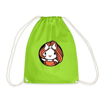 Vogel Dame Frau weiblich hübsches Kleid Schleife - Turnbeutel - Neongrün - Vorne