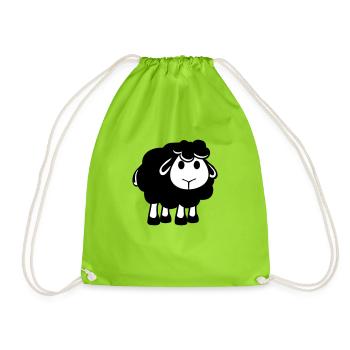 mouton noir petit mignon mignon agneau cool bande dessinée - Sac de sport léger - vert néon - Devant