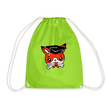 Fox High School Graduation Graduation Certificates College Hat - Drawstring Bag - neon green - Front