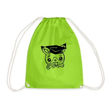Fox High School Graduation Graduation Certificates College Hat - Drawstring Bag - neon green - Front