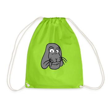 Lapin Lapin Drôle Visage Grimace Sourire - Sac de sport léger - vert néon - Devant