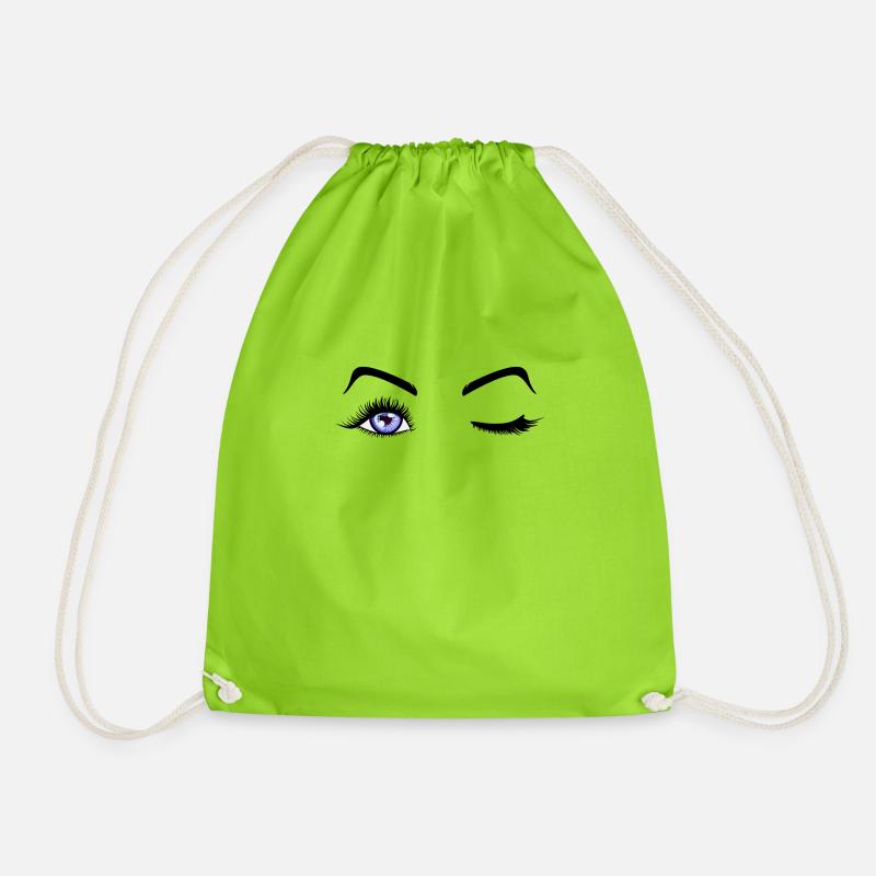 Beauty Eyes Eyelashes one - Drawstring Bag - neon green