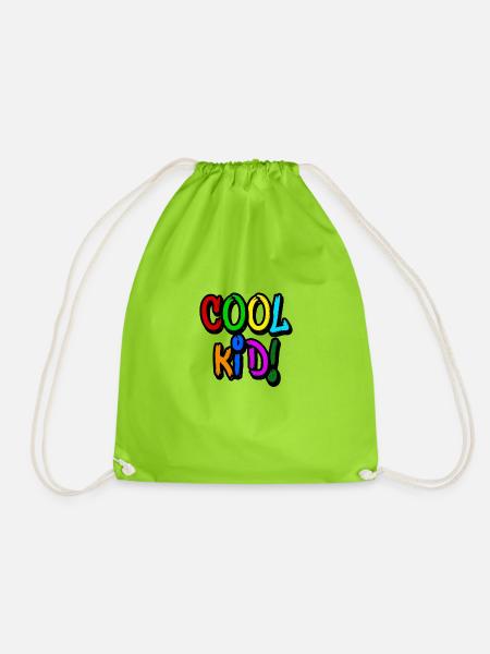 cool kid! - Drawstring Bag - neon green