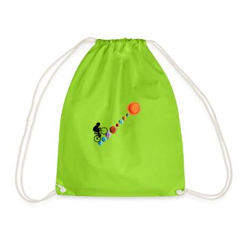 bike to sun cycling Save planet environment - Drawstring Bag - neon green - Front