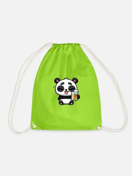 Panda Bier Kawai - Turnbeutel - Neongrün