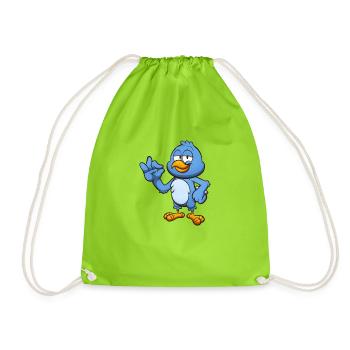 Perfect Blue Bird - Drawstring Bag - neon green - Front