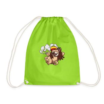 Rasta Pug Smoking A Joint - Drawstring Bag - neon green - Front
