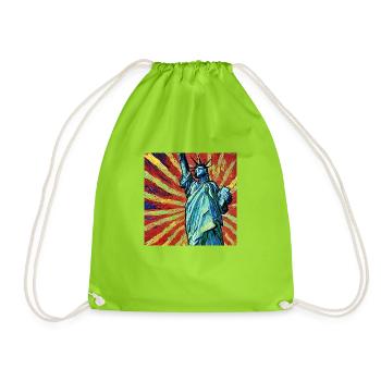 Van Gogh Statue of Liberty - Drawstring Bag - neon green - Front