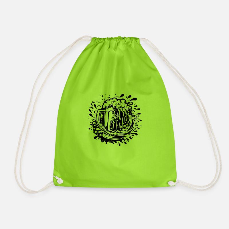 Beer mug hops and malt - Drawstring Bag - neon green