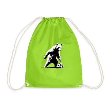 Bear playing soccer - Drawstring Bag - neon green - Front