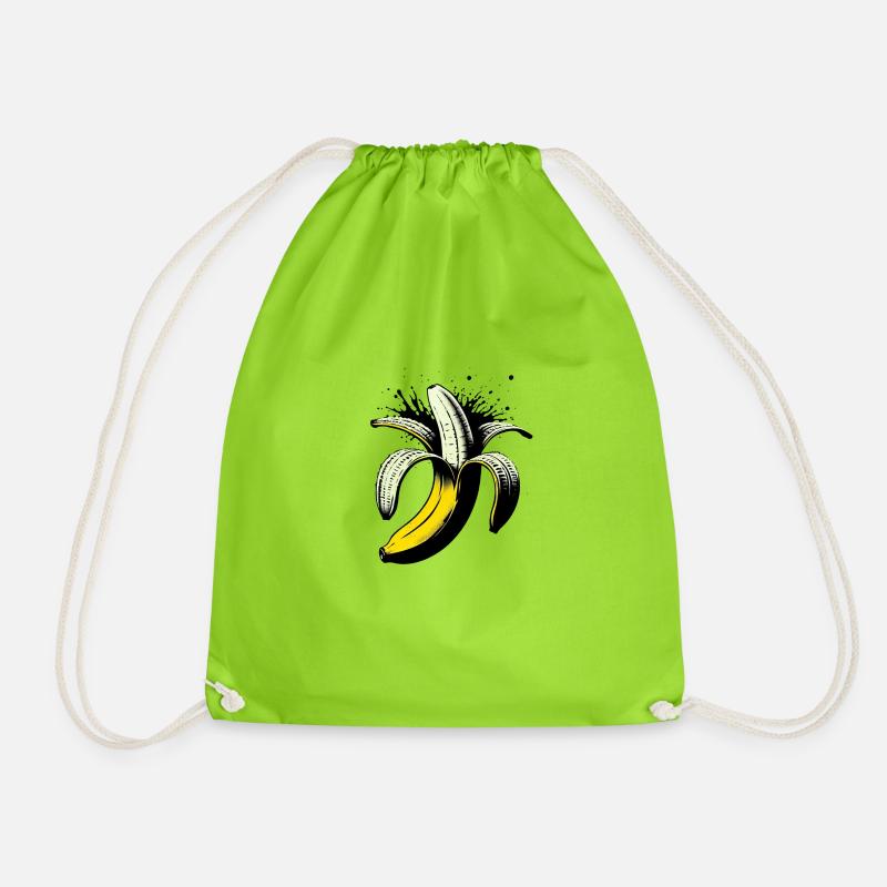 Eating banana is healthy - Drawstring Bag - neon green