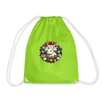 Bunny Rabbit - Drawstring Bag - neon green - Front