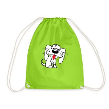 chien assis drôle mignon tirer la langue bande dessinée - Sac de sport léger - vert néon - Devant