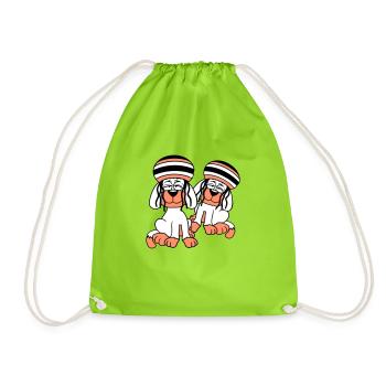 2 chiens Reggae Dreadlocks Chapeau Chill Détendu - Sac de sport léger - vert néon - Devant