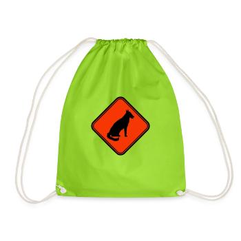 Chien Avertissement Avertissement Note Symbole de danger - Sac de sport léger - vert néon - Devant