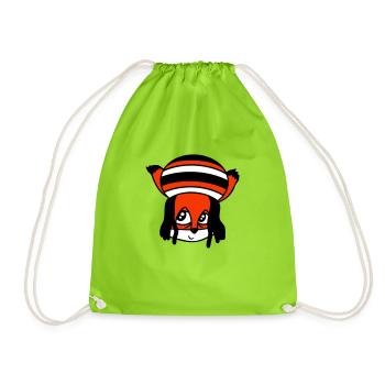 Fuchs Raggae Jamaika Hut Rasta Locken Chill Mütze - Turnbeutel - Neongrün - Vorne