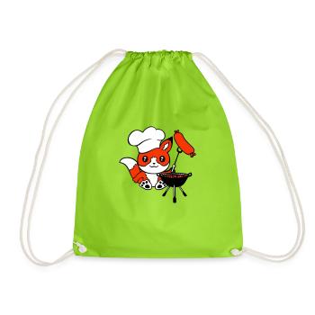 Fox Grills Sausages Grill Master Grilling Cooking - Drawstring Bag - neon green - Front