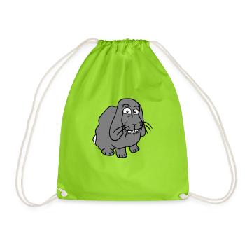 Lapin Lapin Drôle Visage Grimace Sourire - Sac de sport léger - vert néon - Devant