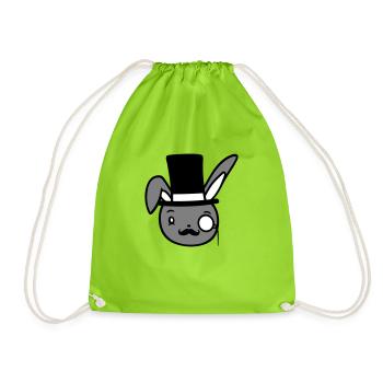 Mr. Bunny Gentleman Chapeau haut de forme Monocle Lunettes - Sac de sport léger - vert néon - Devant