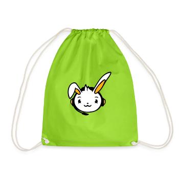 Hase spielt Konsole Headset Gamer Nerd Kopfhörer - Turnbeutel - Neongrün - Vorne