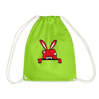 Bunny Monster Evil Cool Halloween Horror - Drawstring Bag - neon green - Front