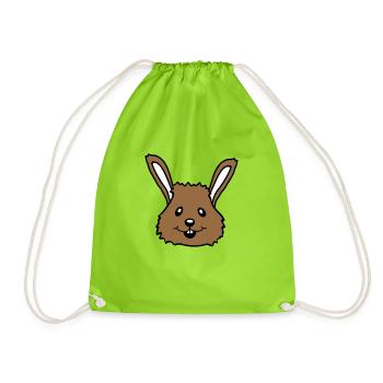 Lapin Lapin Dessin animé Petit Animal Mignon - Sac de sport léger - vert néon - Devant