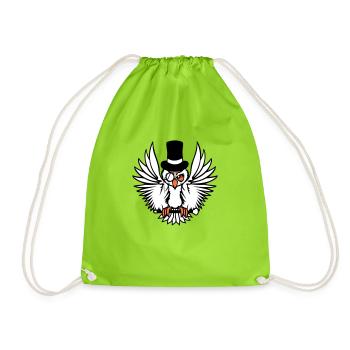 Sir Owl Top Hat Monocle Glasses Rich Mr. - Drawstring Bag - neon green - Front