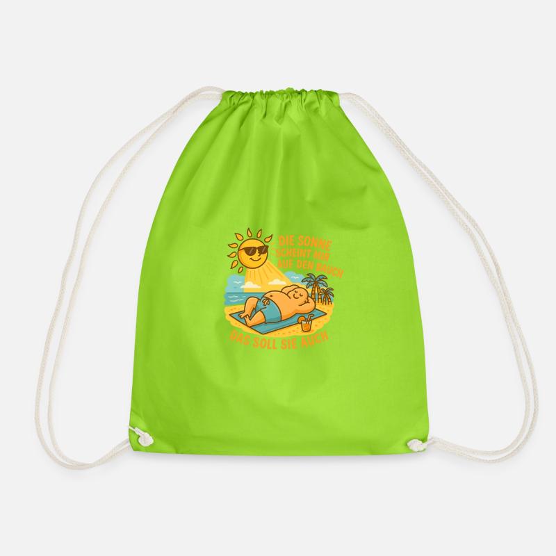 The sun shines on my belly - Drawstring Bag - neon green