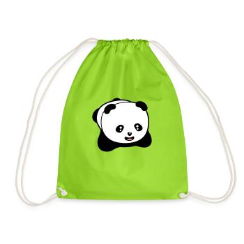 Laughing kawaii panda - Drawstring Bag - neon green - Front