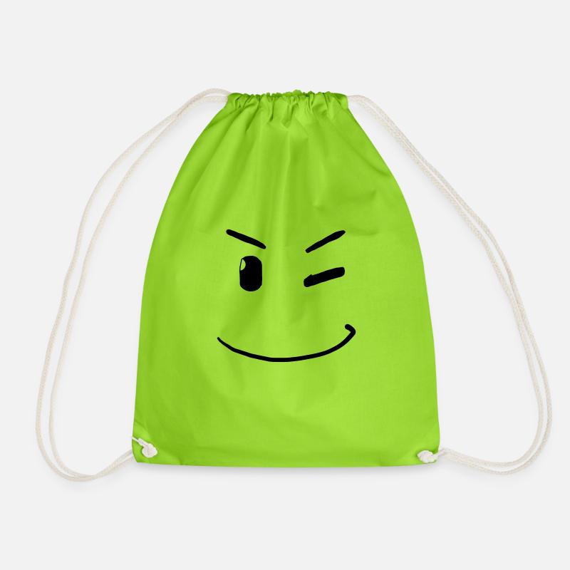 Winking Face - - Drawstring Bag - neon green