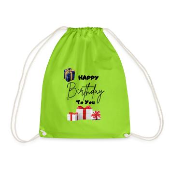 Happy Birthday to you-mit Geschenken - Turnbeutel - Neongrün - Vorne