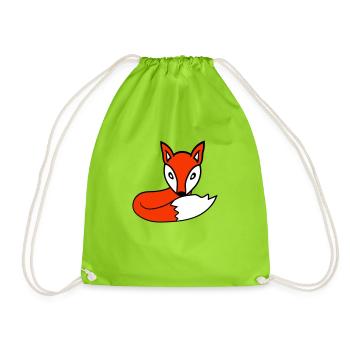 Fox Red Fox Forest Animal Clever Cute Wild Dog - Drawstring Bag - neon green - Front