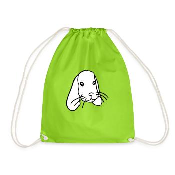Bunny Rabbit Bunny Rodent Small Animal Cute - Drawstring Bag - neon green - Front