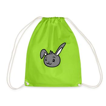 Bunny rabbit looks cute sideways to the side - Drawstring Bag - neon green - Front