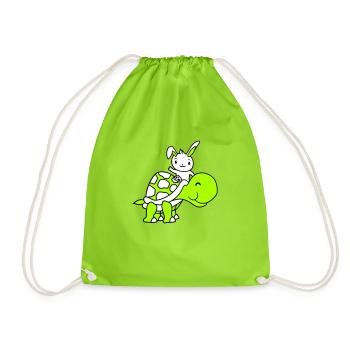 Lapin Grande Tortue Géante Chevauchant Ondulant Mignon - Sac de sport léger - vert néon - Devant