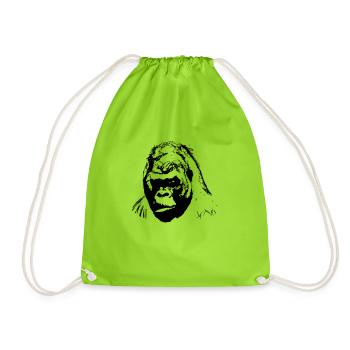Gorilla Angola Kamerun Regenwald Afrika Geschenk - Turnbeutel - Neongrün - Vorne