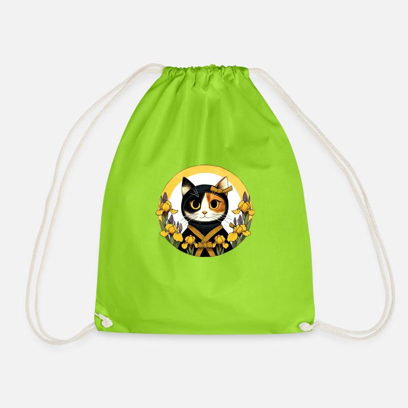 Ninja-Katze - Turnbeutel - Neongrün